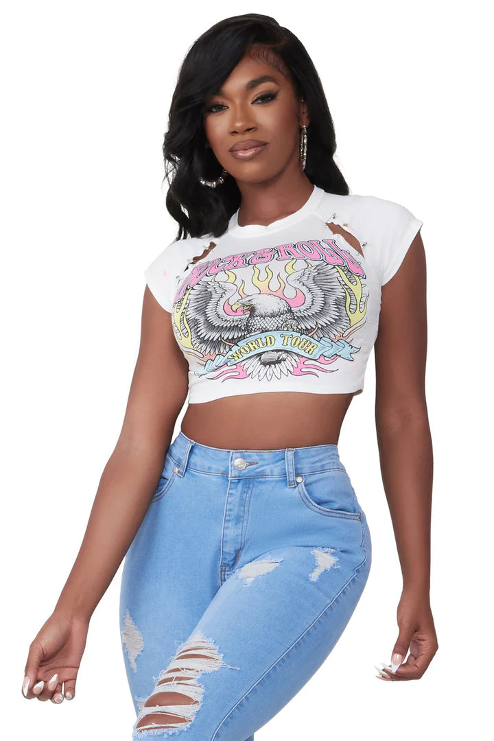 Freii White Crop Tee