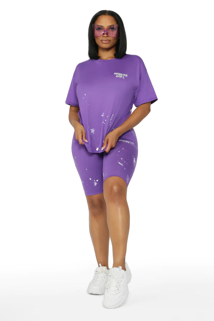 Living For It Purple Bike Short Set