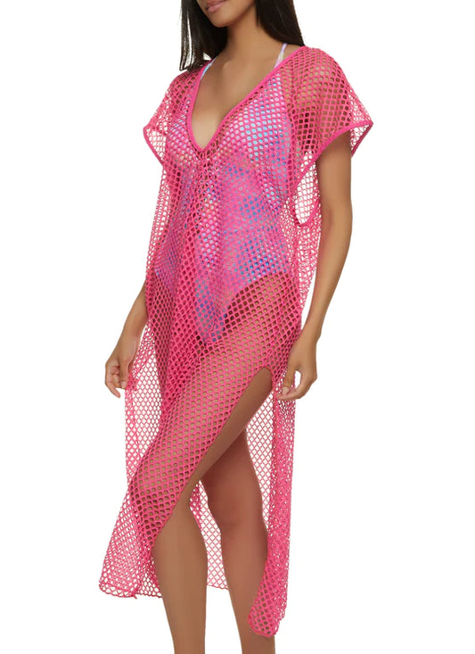 Dolman Sleeve Split Thigh Cover Up